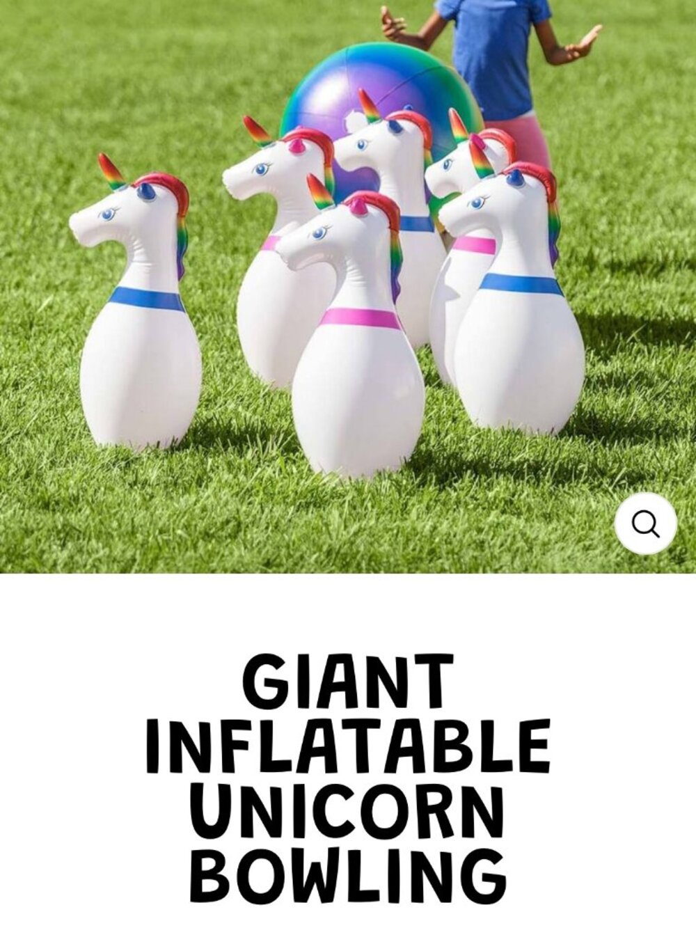 BNIB Giant Inflatable Indoor/Outdoor Unicorn Bowling Set Summer Fun| MSRP $52